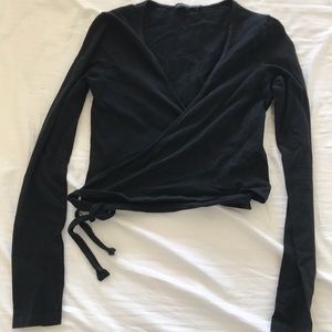 Black BrandyMelville wrap-around tie crop top